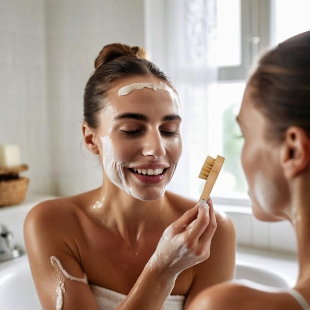 Set de 2 Cepillos Secos TIKMNO para Cara y Cuerpo - Cerdas Naturales