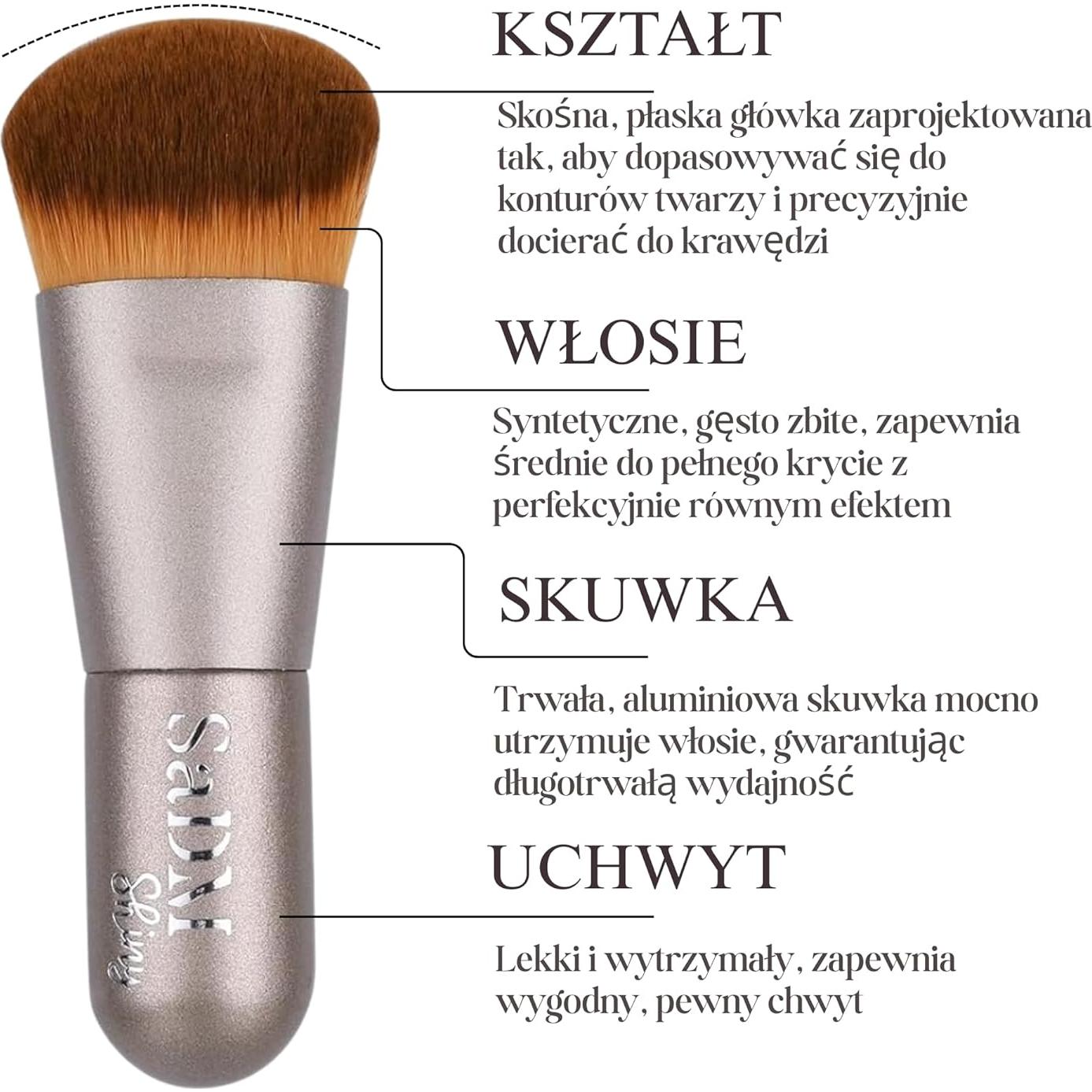 Brocha de Maquillaje Kabuki SaDM Shiny - Profesional Vegana