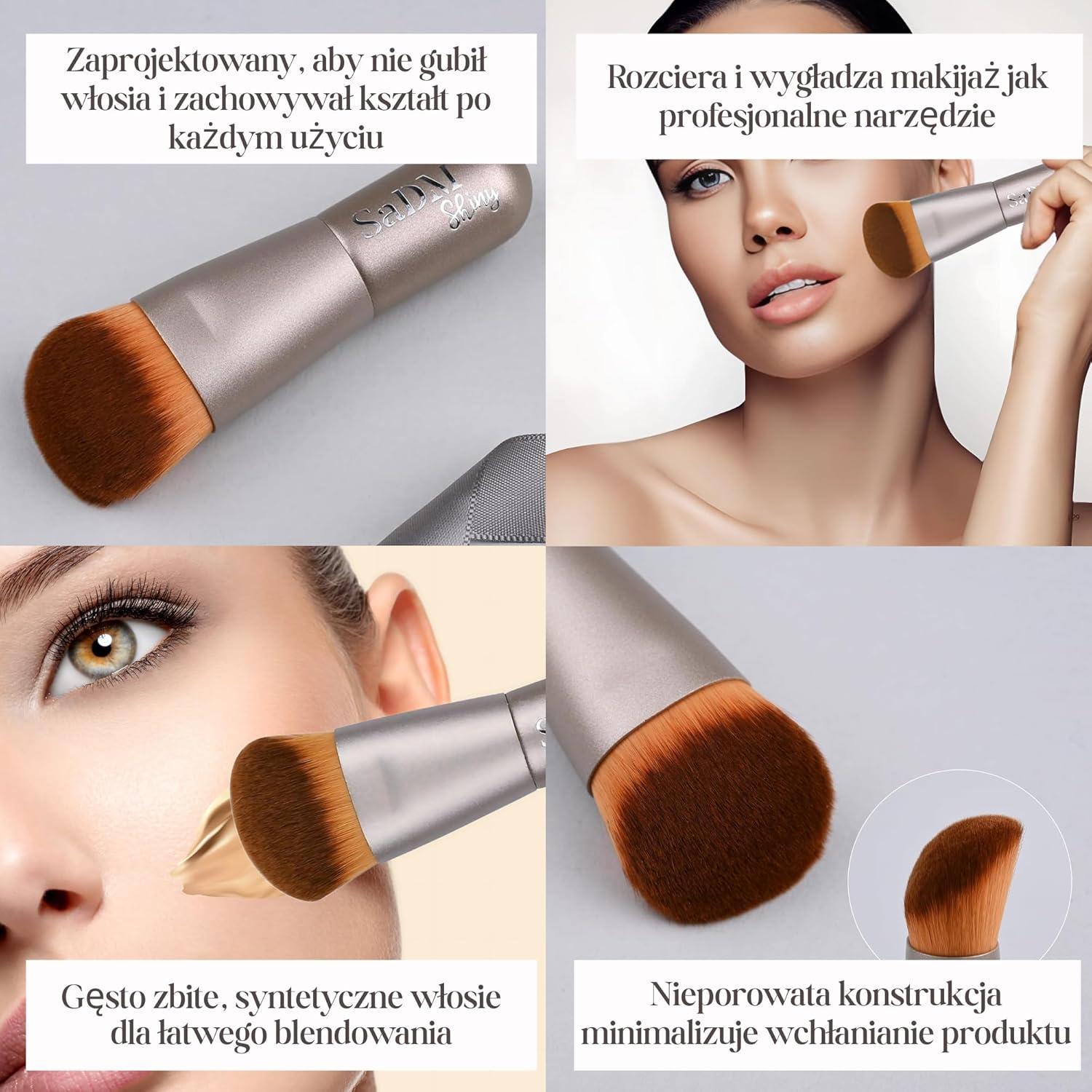 Brocha de Maquillaje Kabuki SaDM Shiny - Profesional Vegana