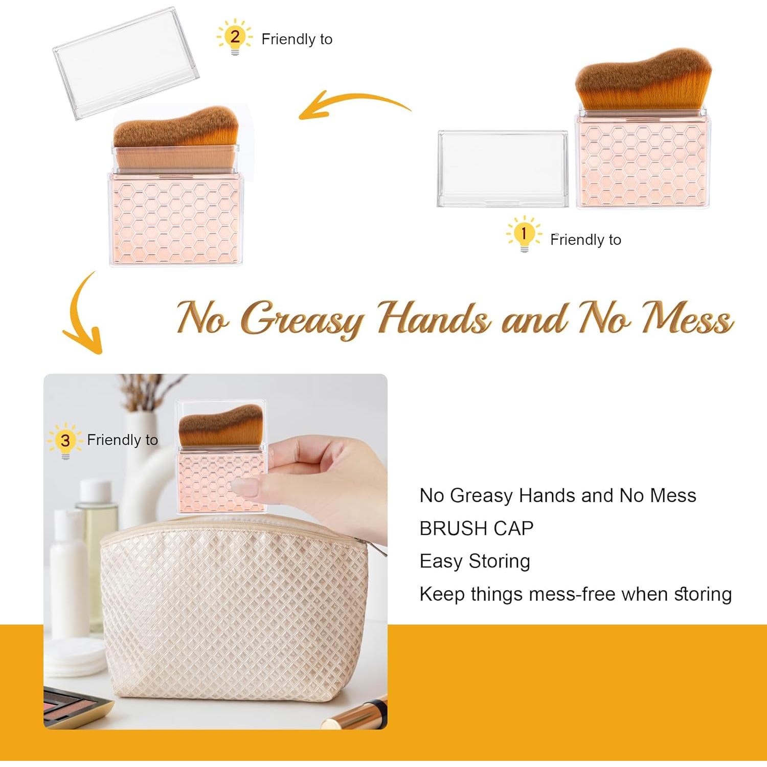 Brocha de Protector Solar BABYSHEEP Rosa-Dorado Compacta