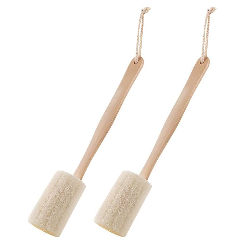 Juego de 2 Cepillos de Ducha GSHLLO con Mango de Madera 37cm
