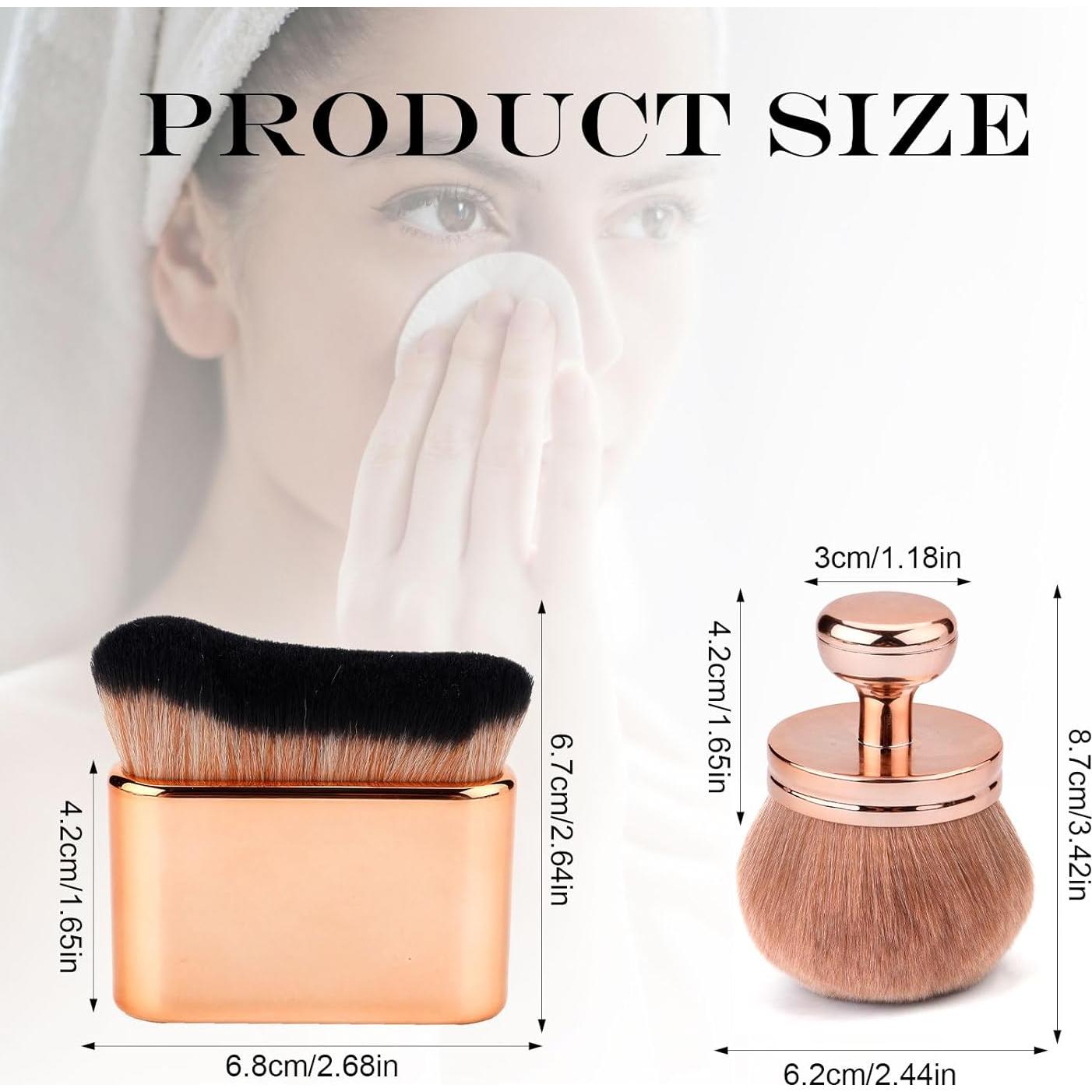 2 Brochas de Maquillaje Ovaladas y Planas PEUTIER Oro Rosa