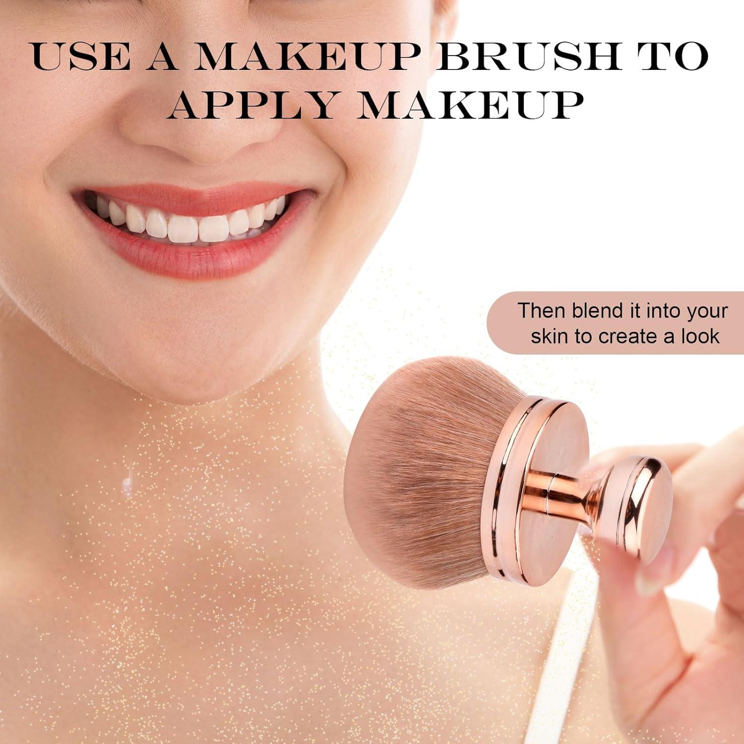 2 Brochas de Maquillaje Ovaladas y Planas PEUTIER Oro Rosa