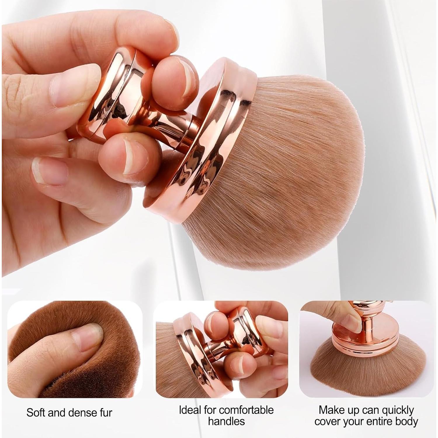 2 Piezas Brochas de Maquillaje Corporal YOUDMEARUD Oro Rosa