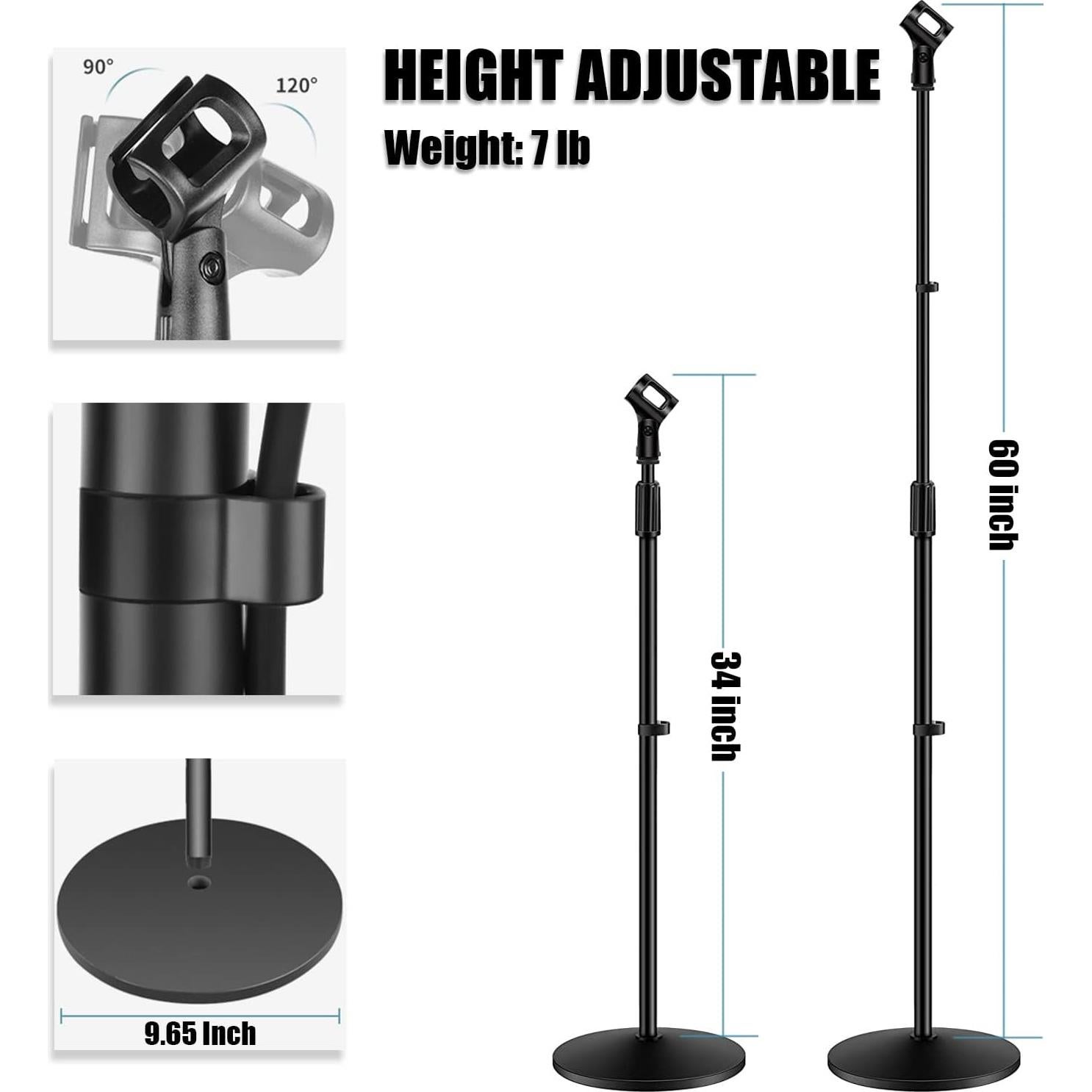 Soporte de Micrófono GLEAM Ajustable 86 a 152 cm Base Pesada