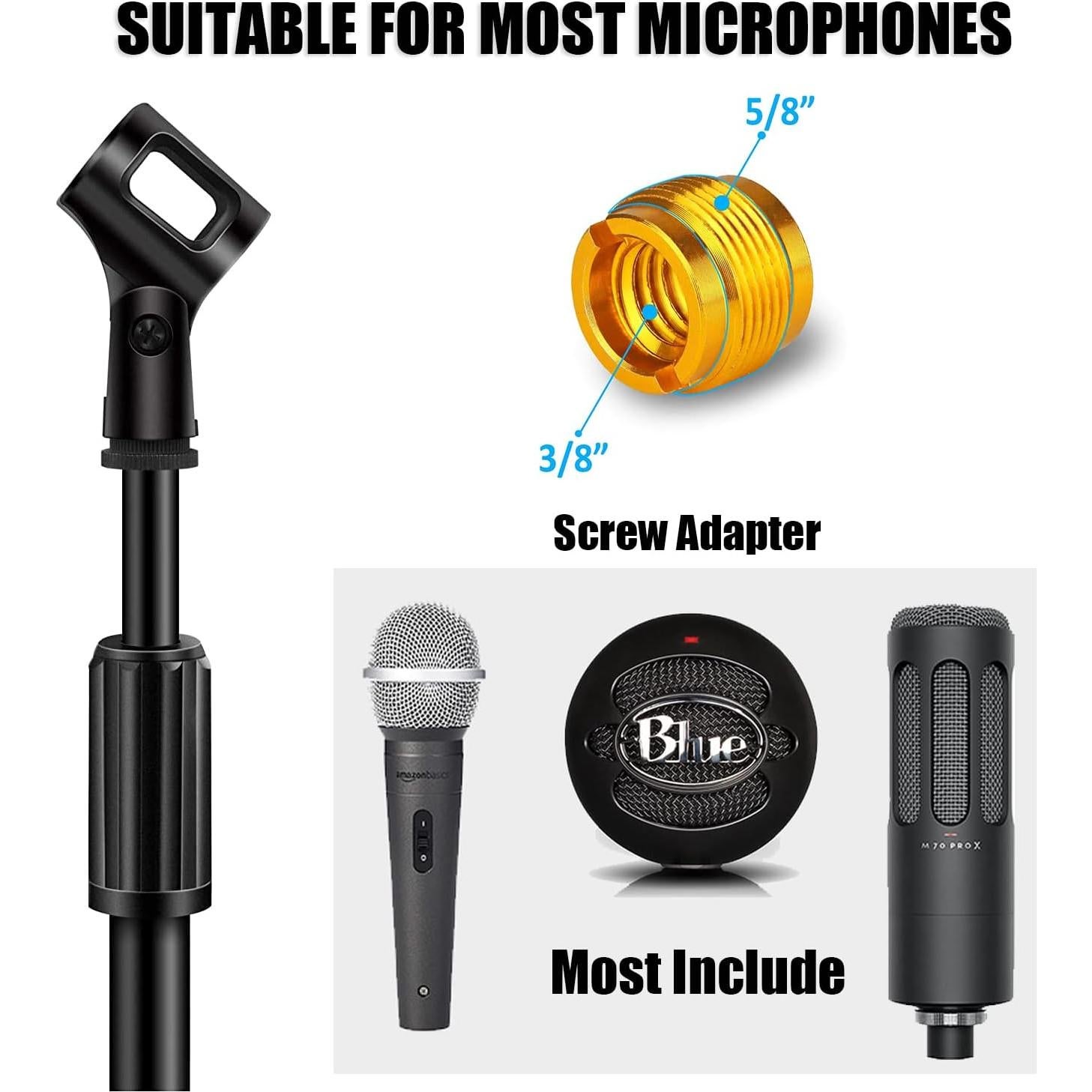 Soporte de Micrófono GLEAM Ajustable 86 a 152 cm Base Pesada