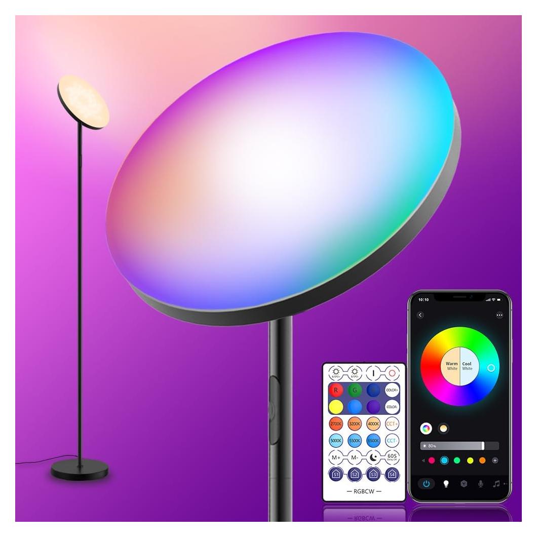 Lámpara de Pie YHW LED RGB 2000LM Dimmable Ajustable