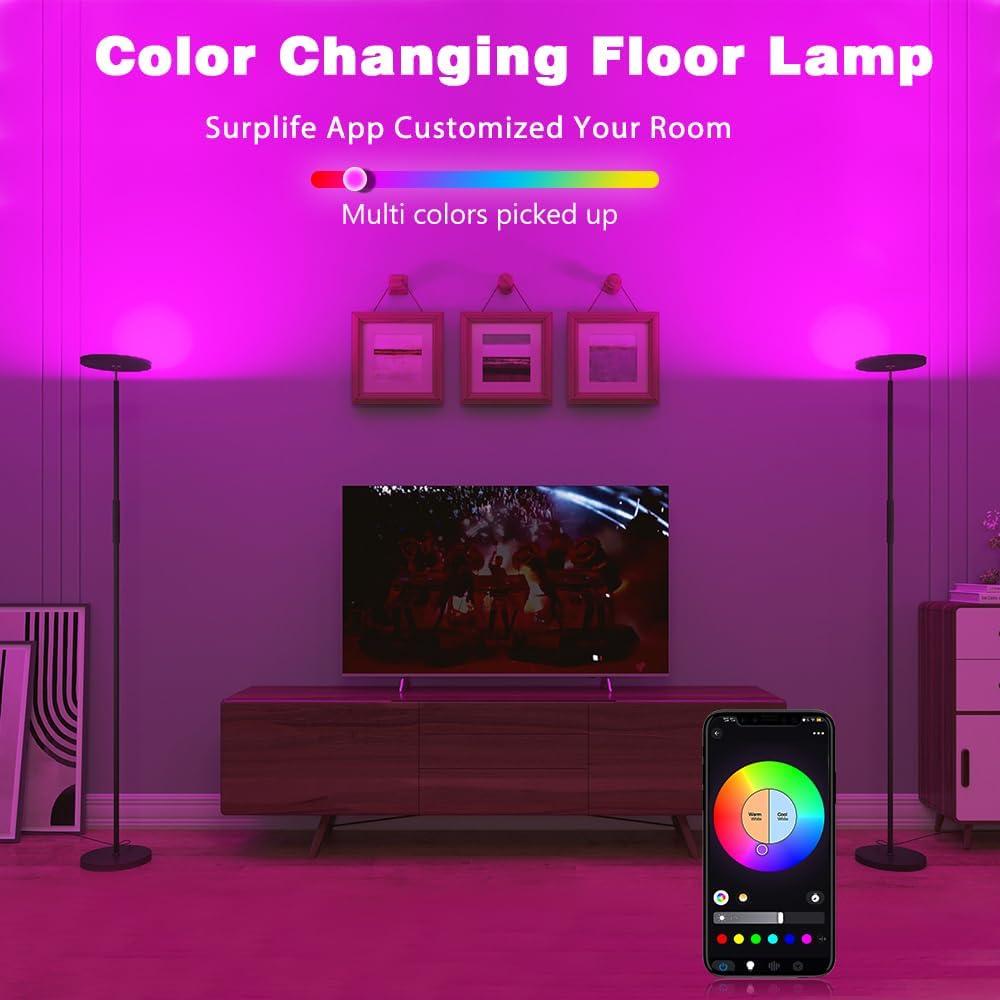 Lámpara de Pie YHW LED RGB 2000LM Dimmable Ajustable