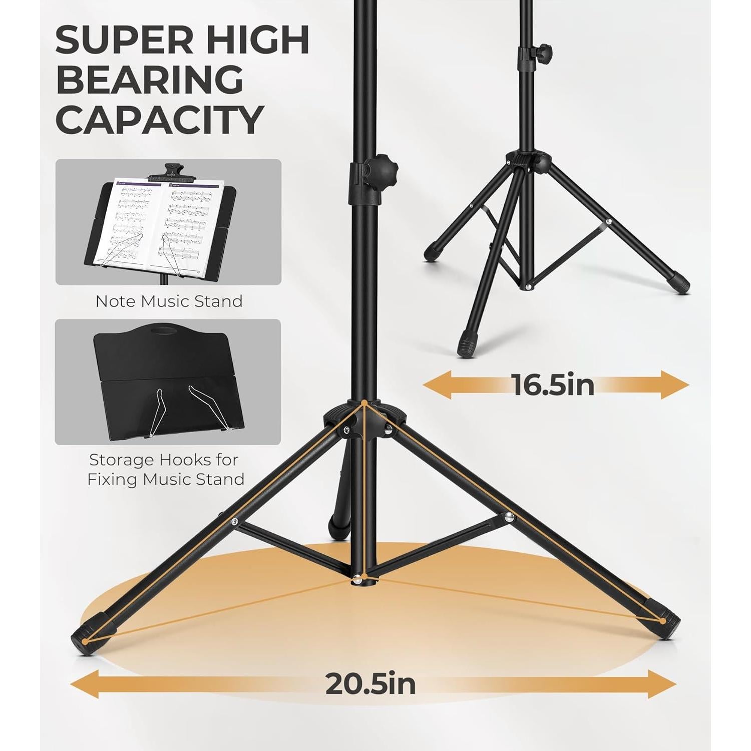 Atril de Música Plegable Vangoa con Soporte de Micrófono y Teléfono