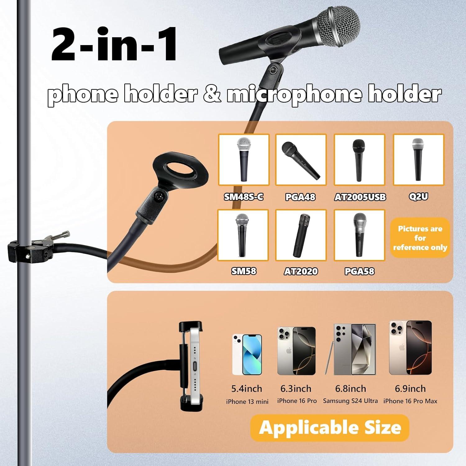 Soporte de Micrófono Flexible KAL-MKFZJ con Abrazadera 50 cm