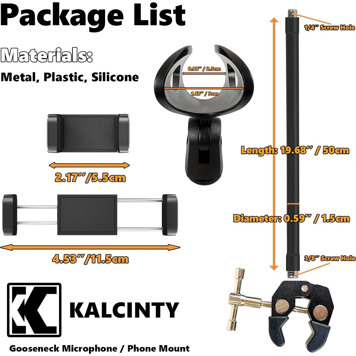 Soporte de Micrófono Flexible KAL-MKFZJ con Abrazadera 50 cm