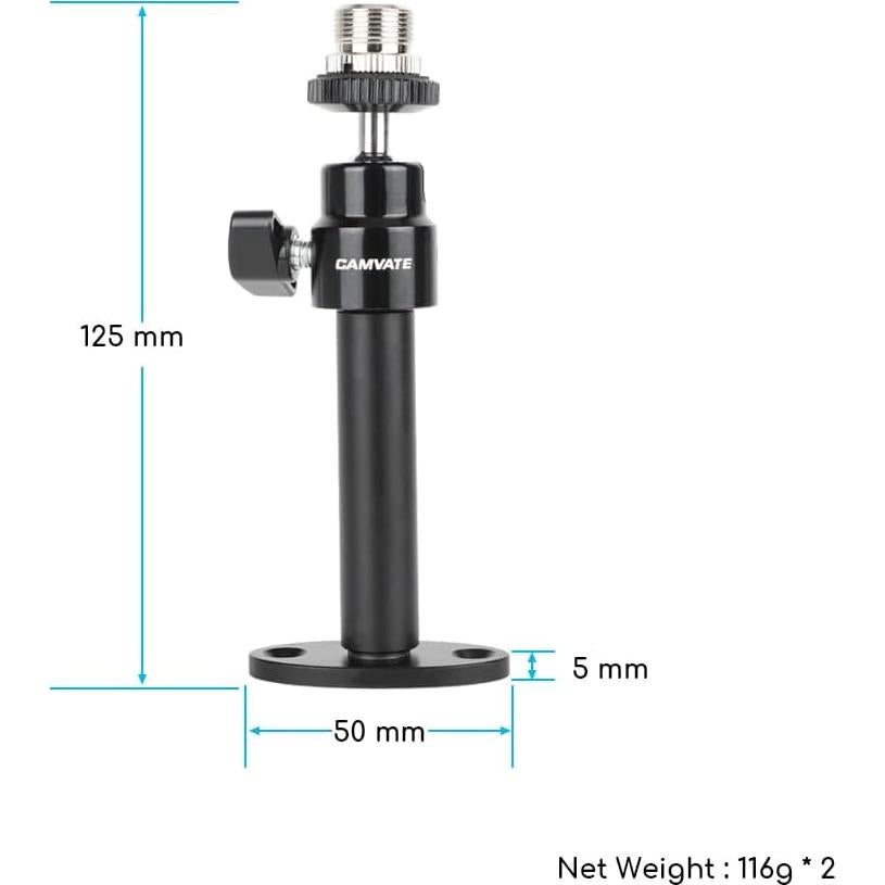 Soporte de Pared CAMVATE para Micrófono 5/8" a 1/4" - 2 Piezas