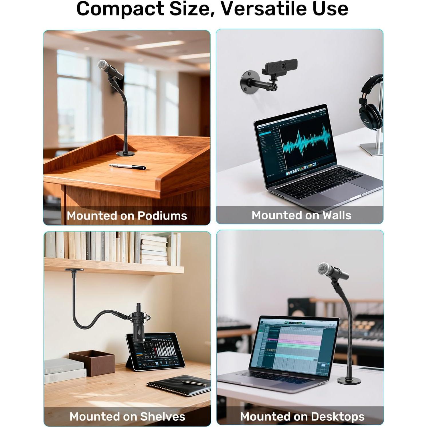 Soporte de Micrófono de Brida con Adaptador 5/8" a 3/8" - Metal