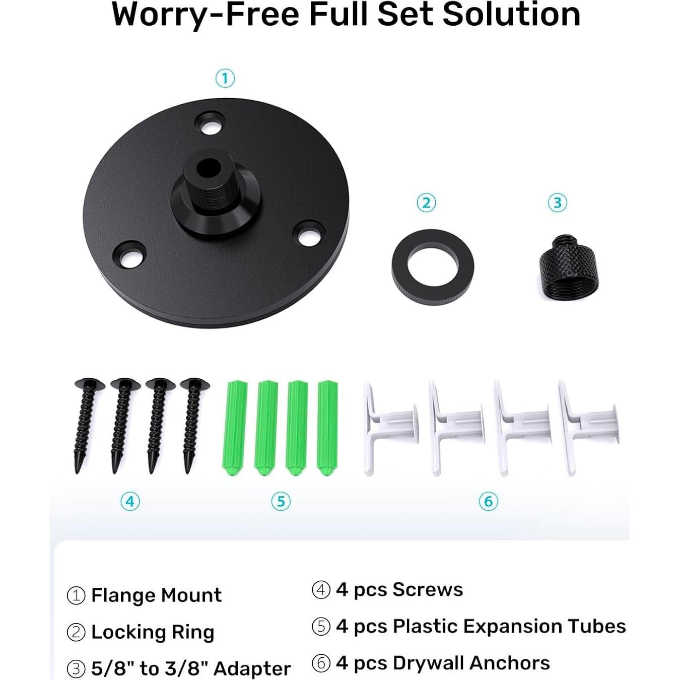 Soporte de Micrófono de Brida con Adaptador 5/8" a 3/8" - Metal