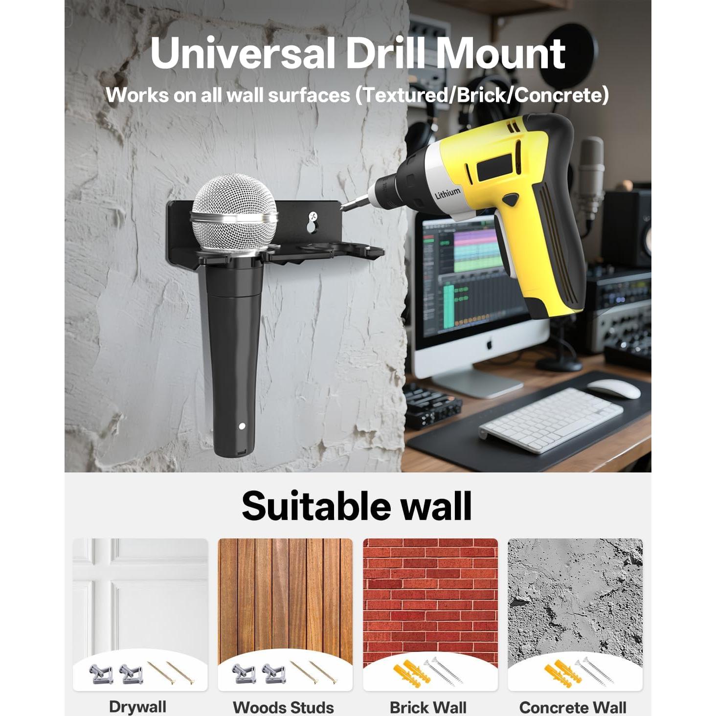 Soporte Multi Micrófono 4-en-1 - Instalación Sin Perforación