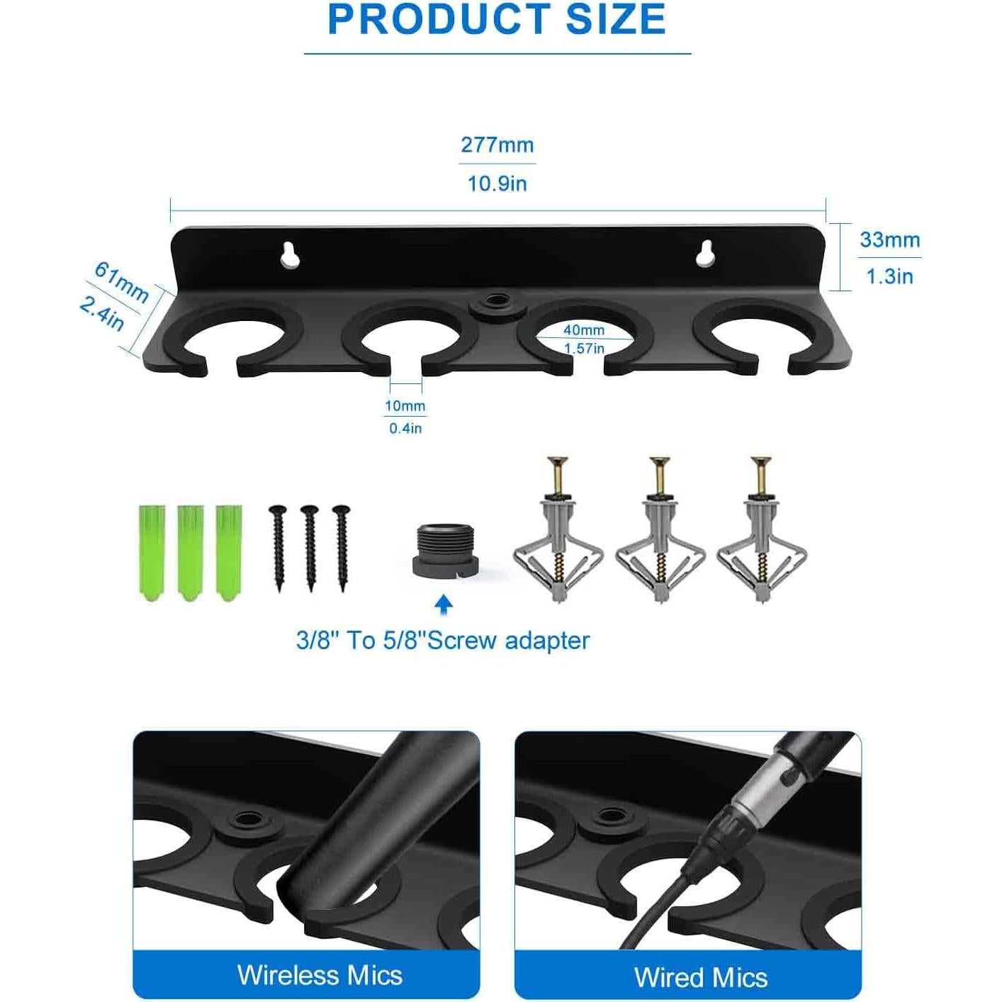 Soporte Multi Micrófono Borenbuir para 4 Micrófonos - Negro