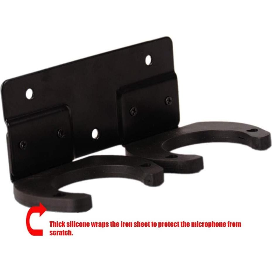 Soporte de Micrófono Inalámbrico Montado en Pared Negro