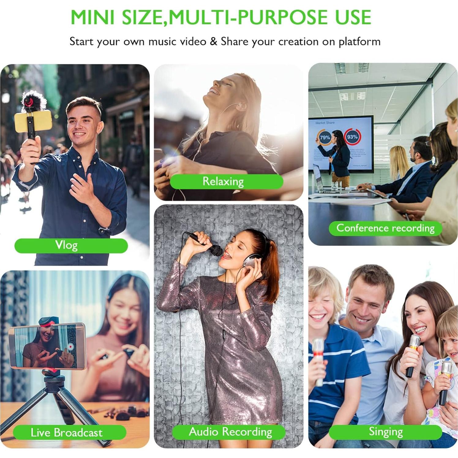 Mini Micrófono Karaoke Milisten - 4 Piezas, Portátil 5.8cm