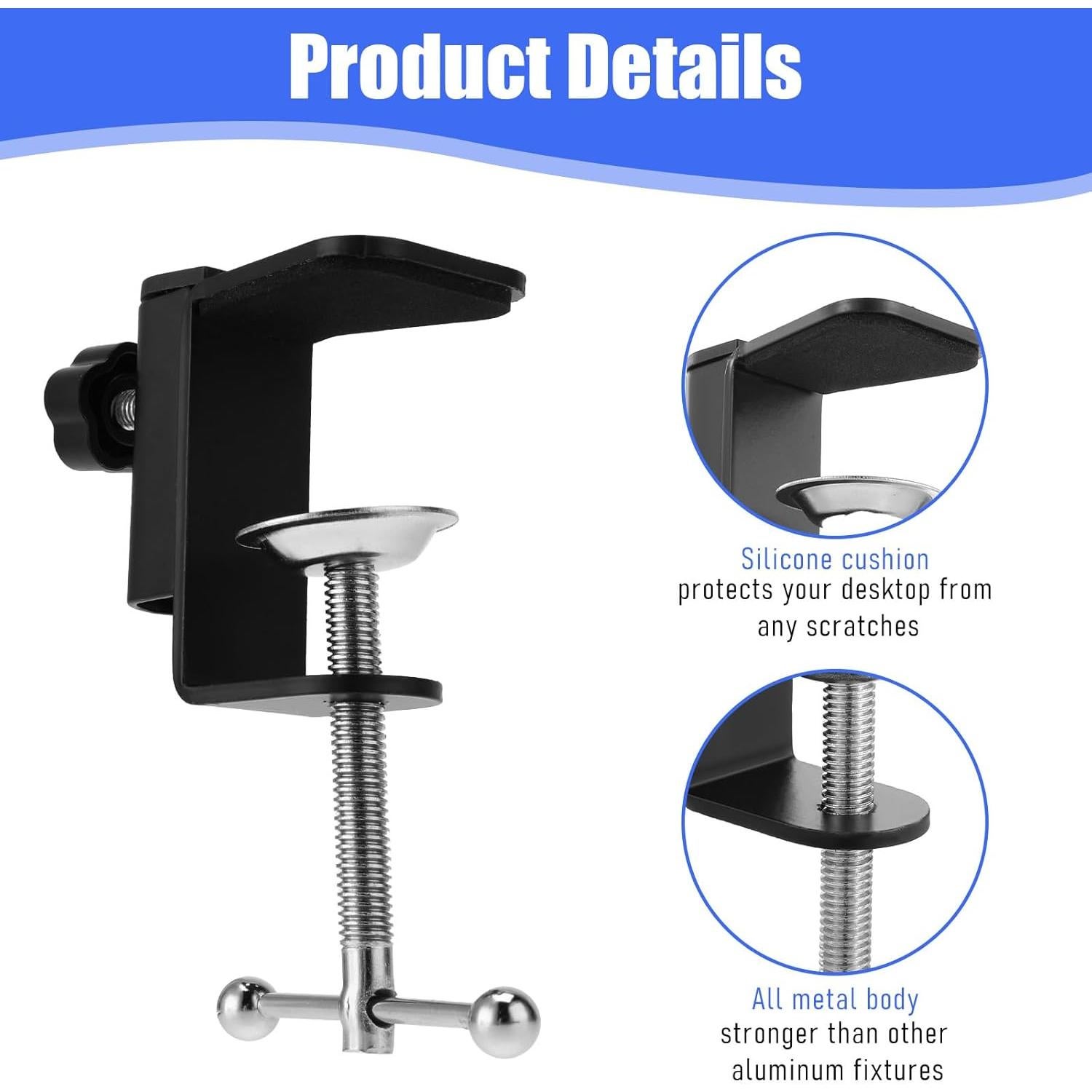 Abrazadera de Escritorio Metalica Soporte Micrófono Ajustable