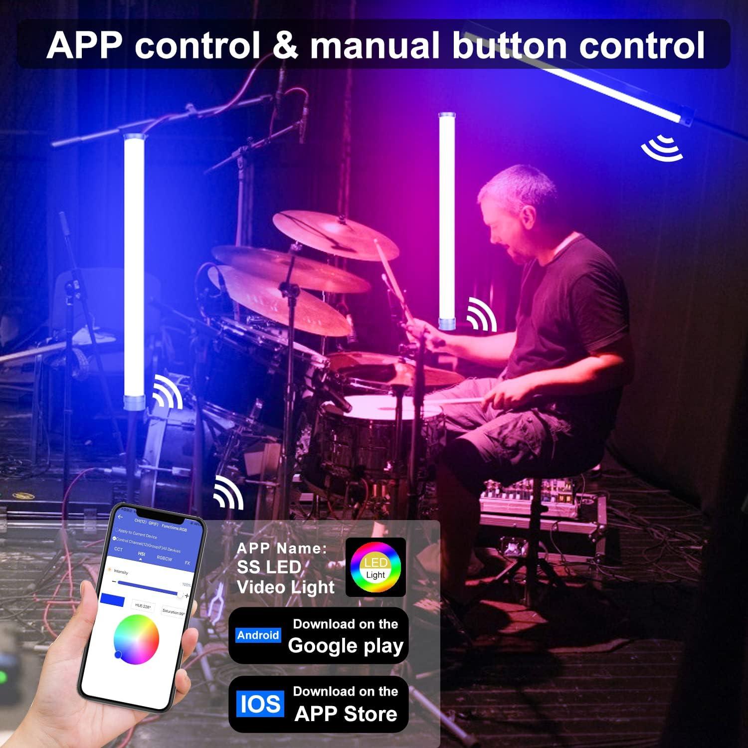 24.3" Large Handheld Light Wand, 2600 lumens RGB LED Video Light 360° Full Colors, RGB Tube Light for Photography Light Stick, CRI 98+, 2800K-10000K /Rechargeable Battery/LCD Display