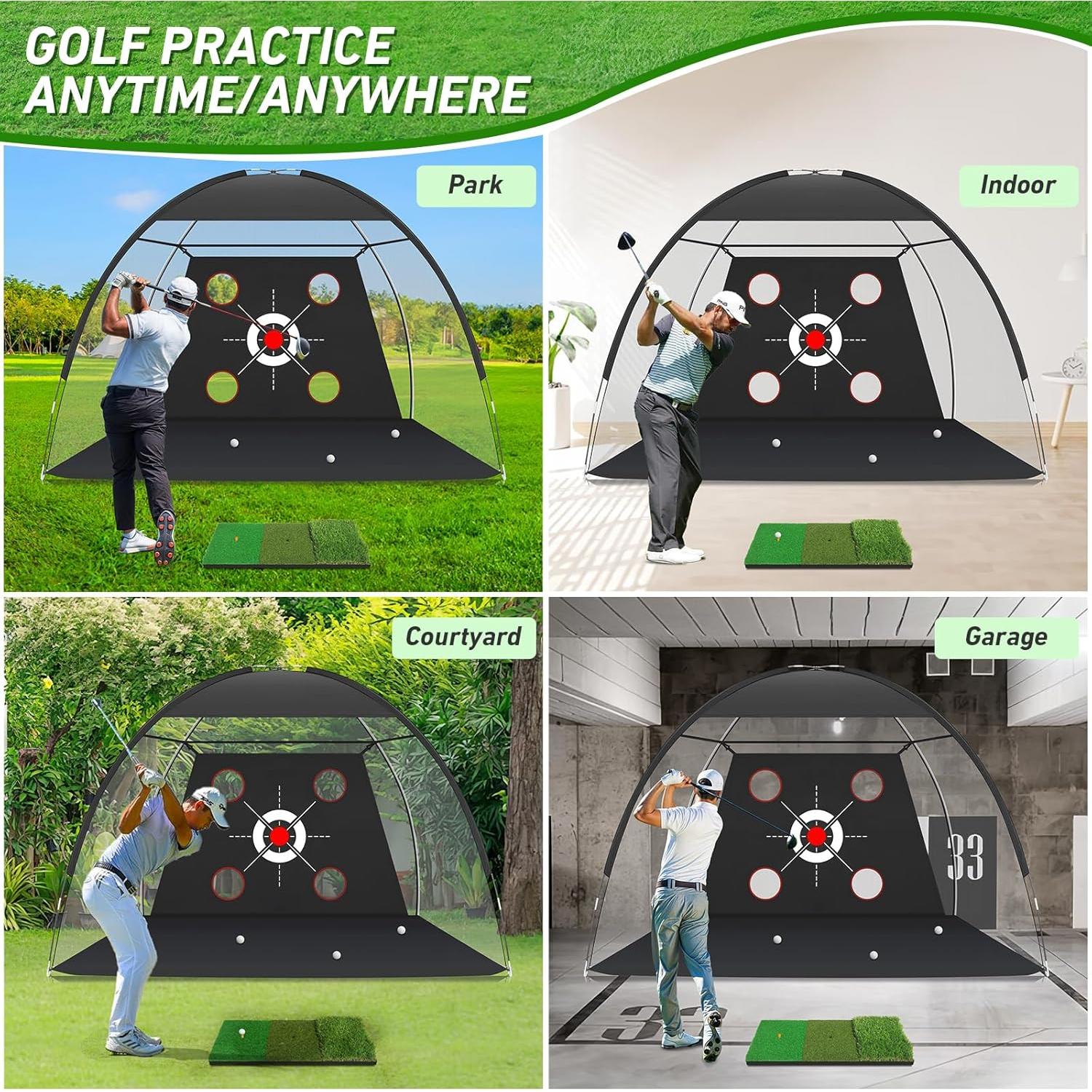 Red de Golf Zensouds 3.05x2.13m con Alfombrilla y Accesorios