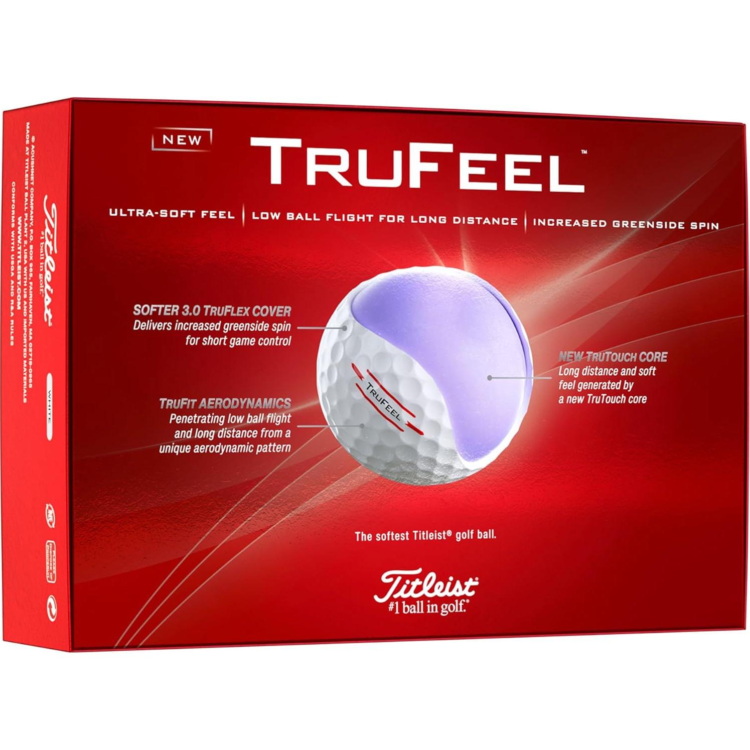 Pelotas de Golf Titleist TruFeel - 12 Unidades, Tacto Suave