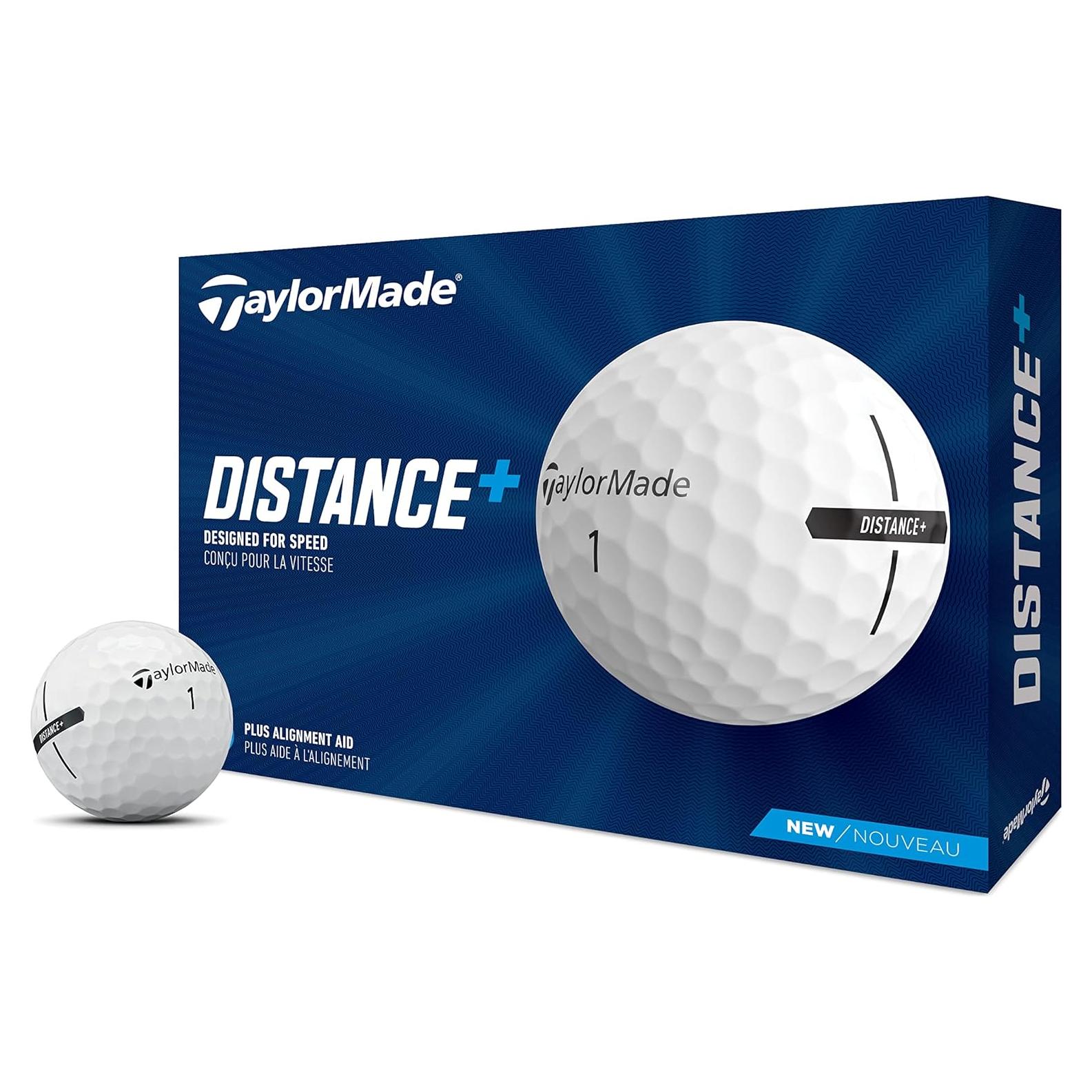 Pelotas de Golf Distance+ TaylorMade - 1 Docena, Ionómero, Blanco