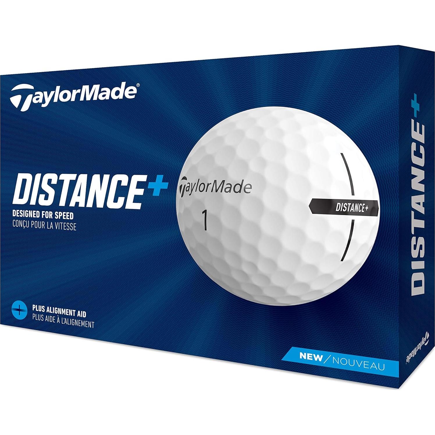 Pelotas de Golf Distance+ TaylorMade - 1 Docena, Ionómero, Blanco