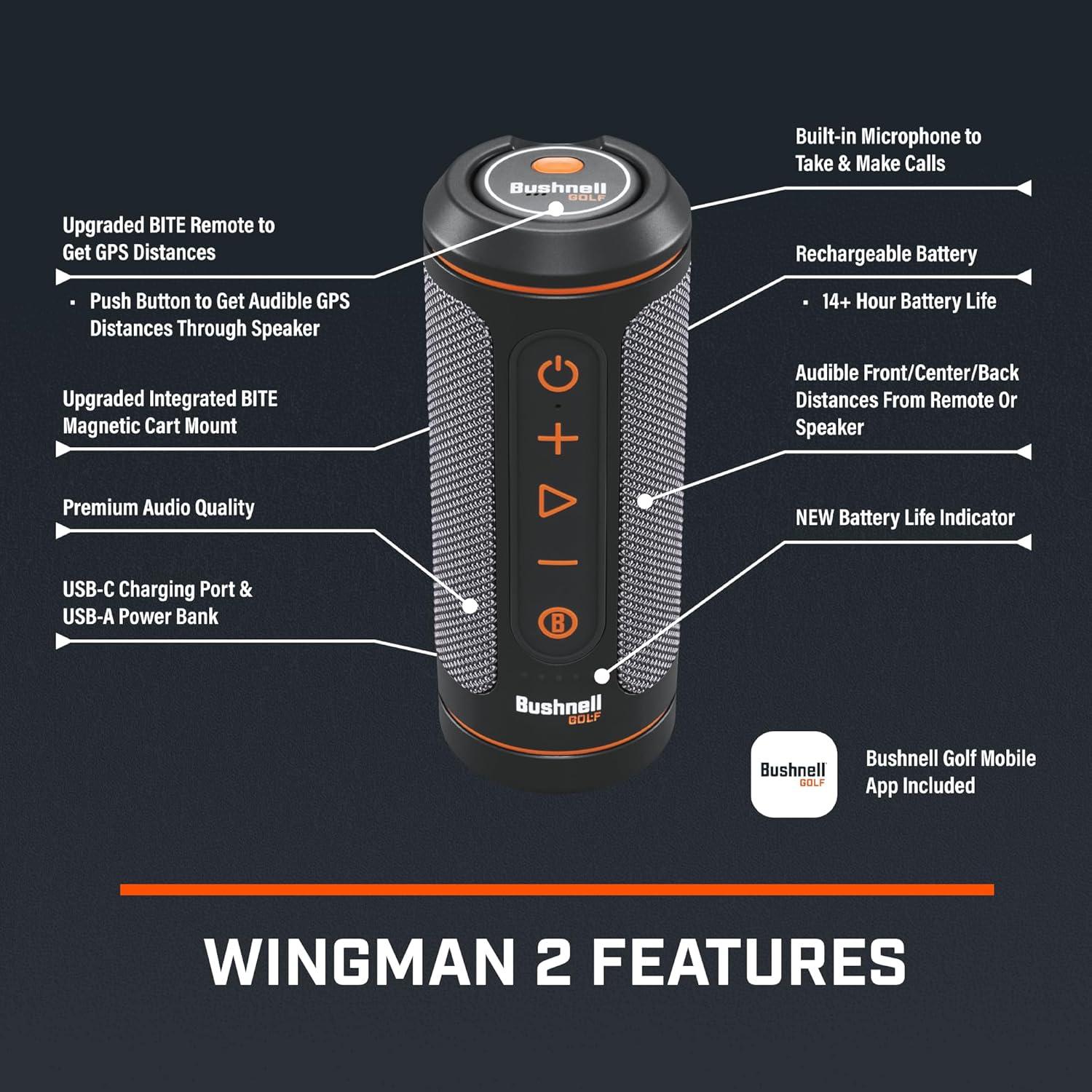 Altavoz Bluetooth GPS Bushnell Wingman 2 con Control Remoto