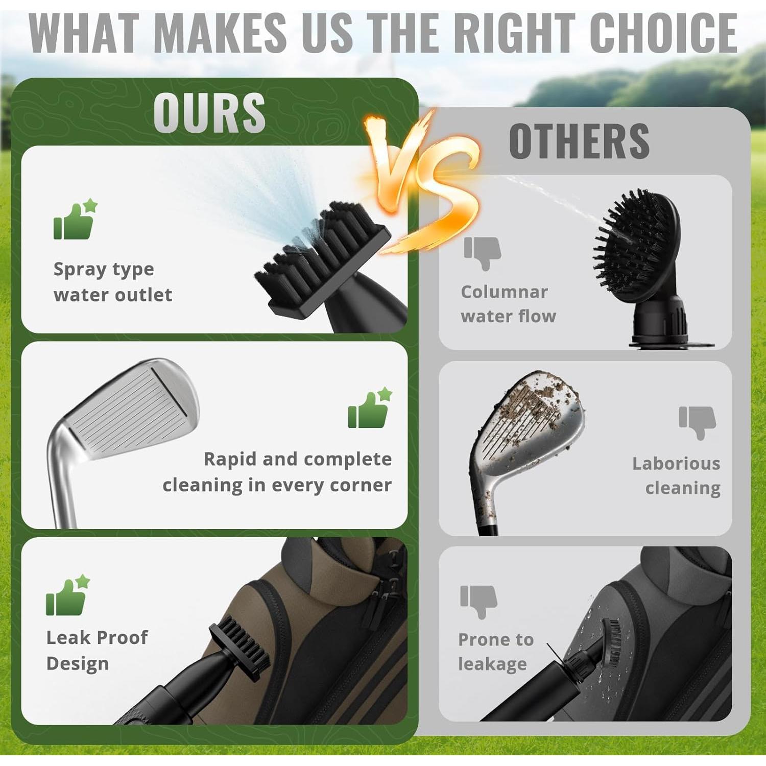 Cepillo Limpiador de Palos de Golf SPOROKET con Botella Presurizada