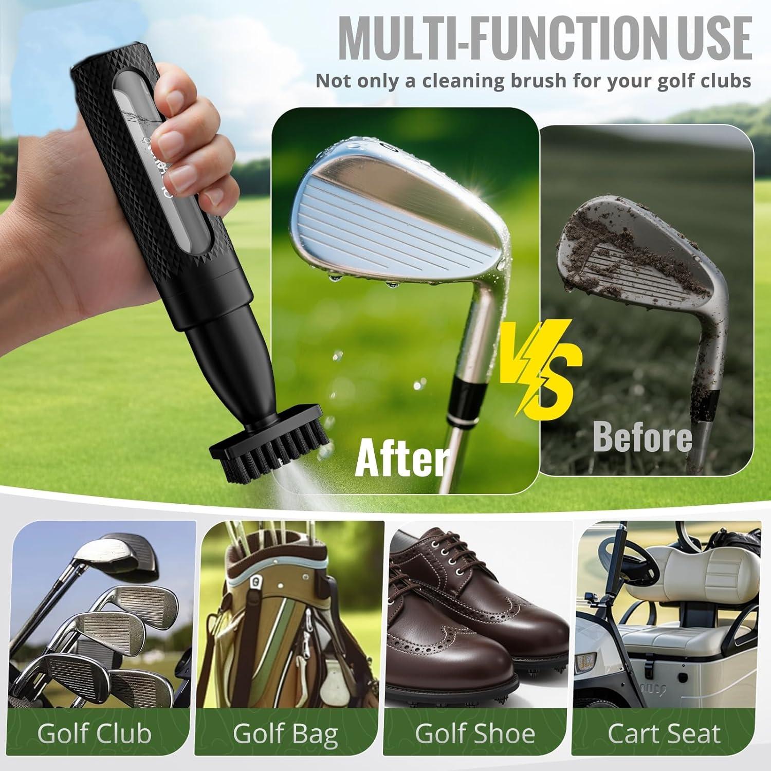 Cepillo Limpiador de Palos de Golf SPOROKET con Botella Presurizada