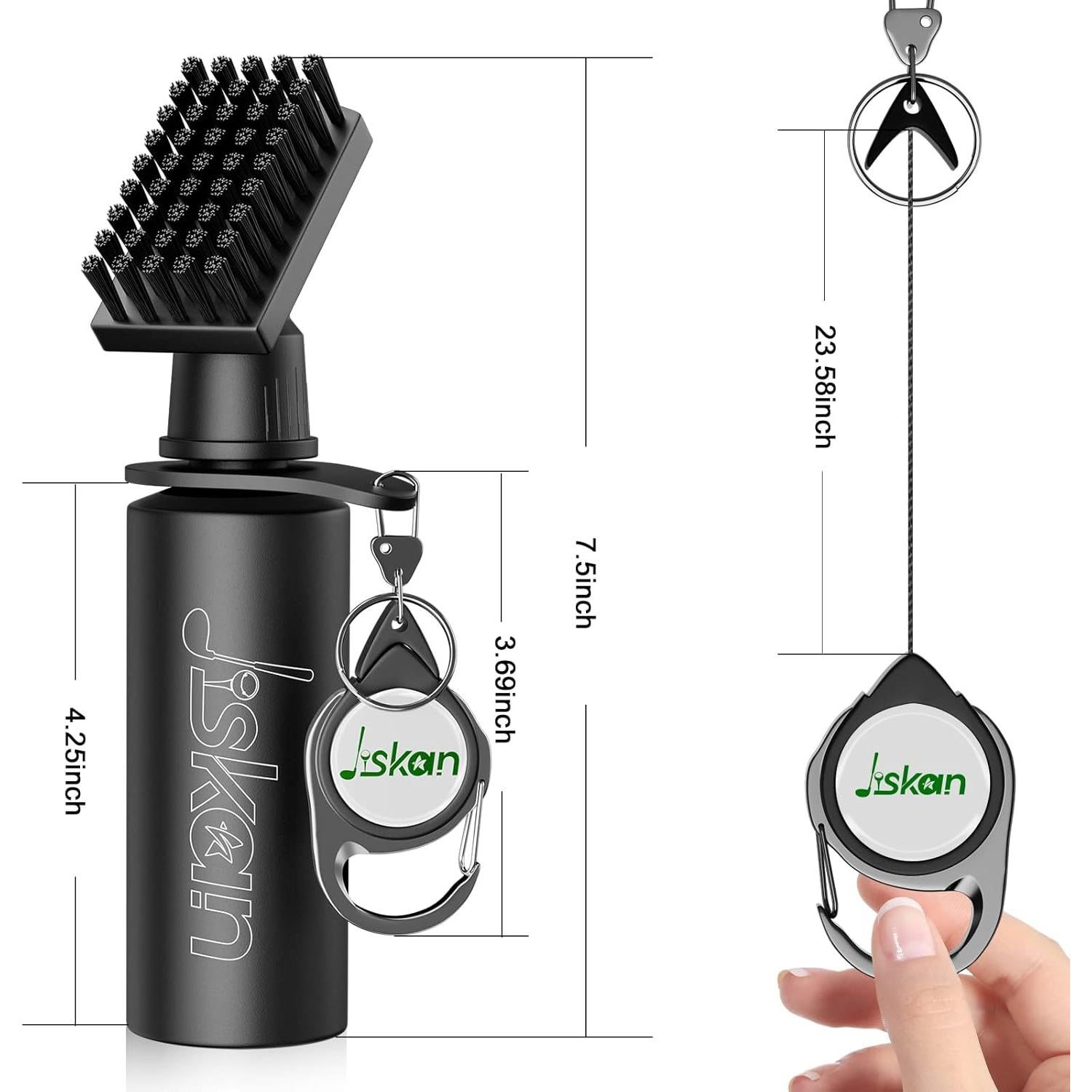 Kit de limpieza de palos de golf Jiskan con cepillo y afilador