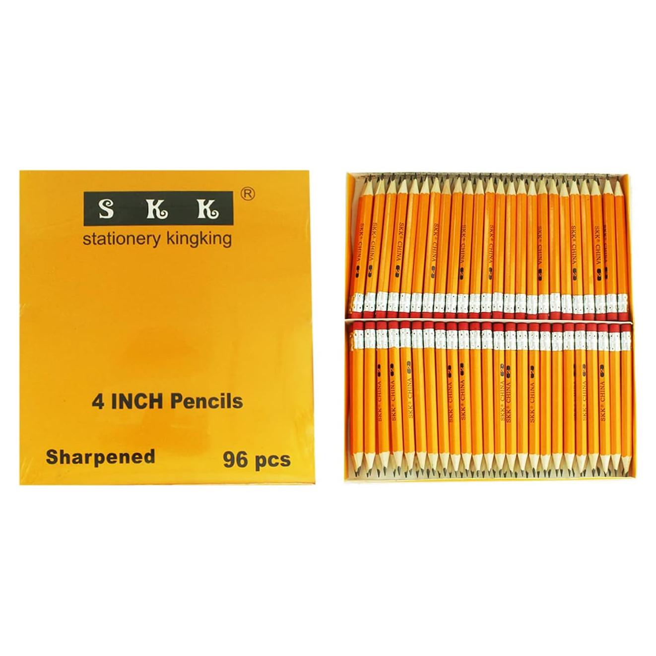 Lápices Cortos SKKSTATIONERY con Borrador #2 HB 96/Caja