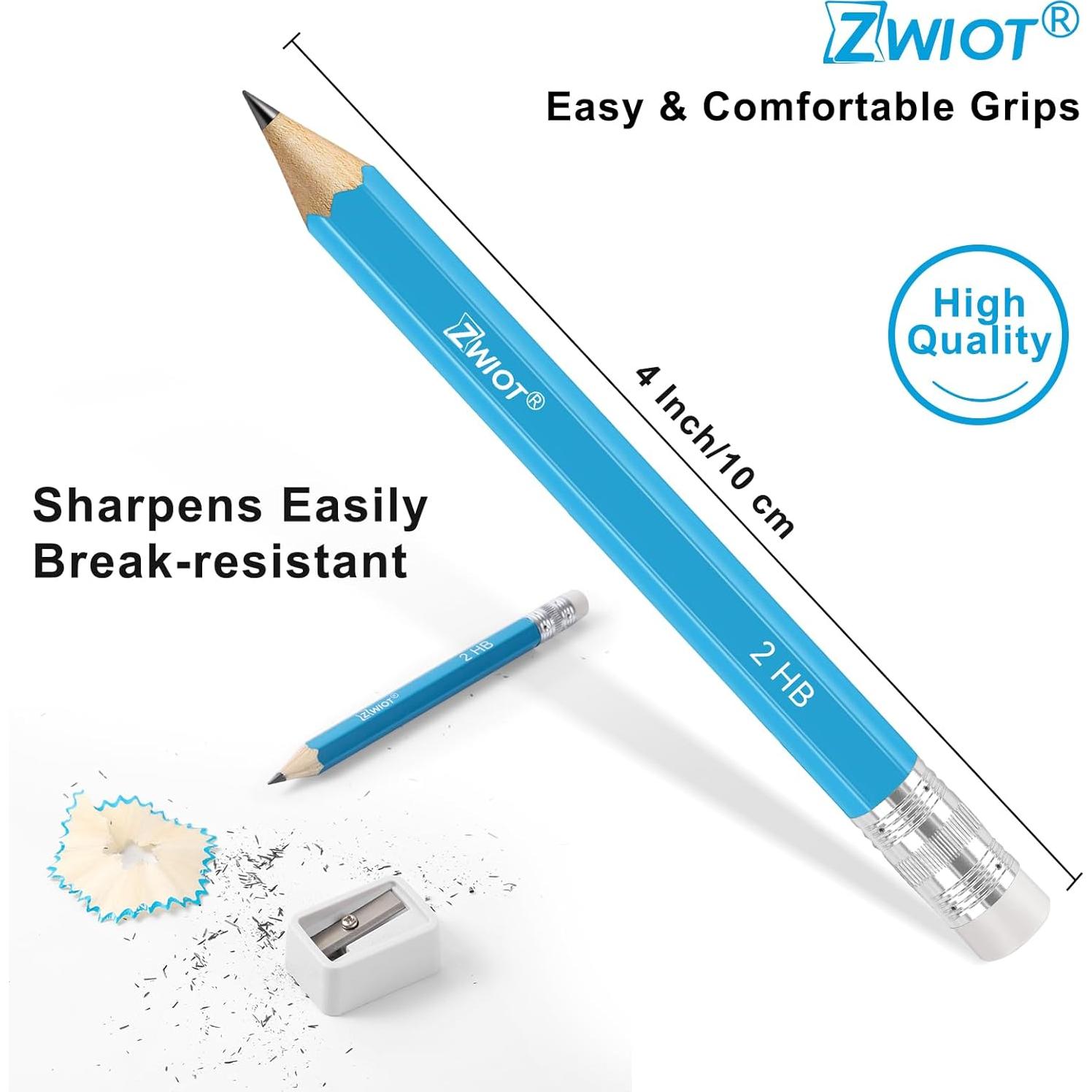 Lápices de Golf ZWIOT Mini 10 cm #2 HB con Borrador - 120 Piezas