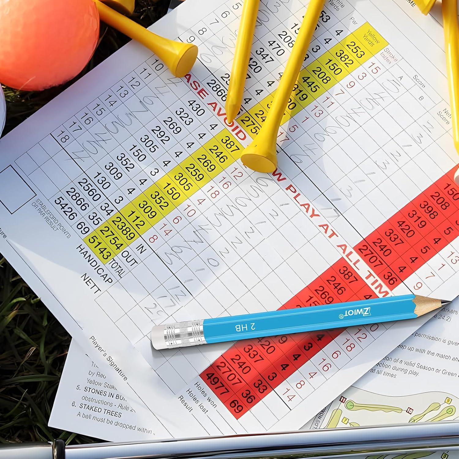 Lápices de Golf ZWIOT Mini 10 cm #2 HB con Borrador - 120 Piezas