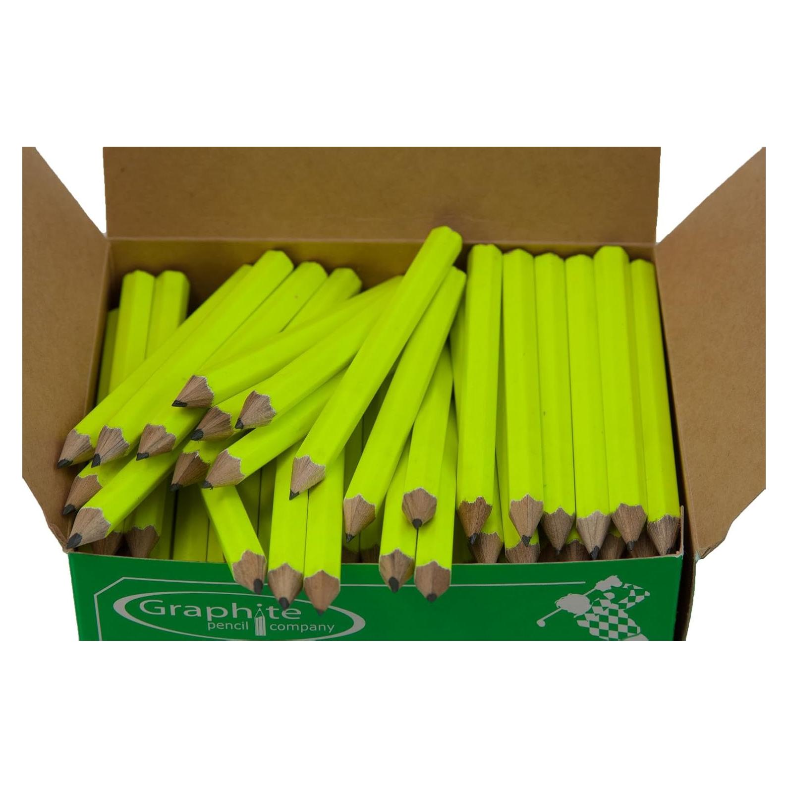 Lápices Cortos Afilados Alpen Glow Amarillo Neón - Caja 288