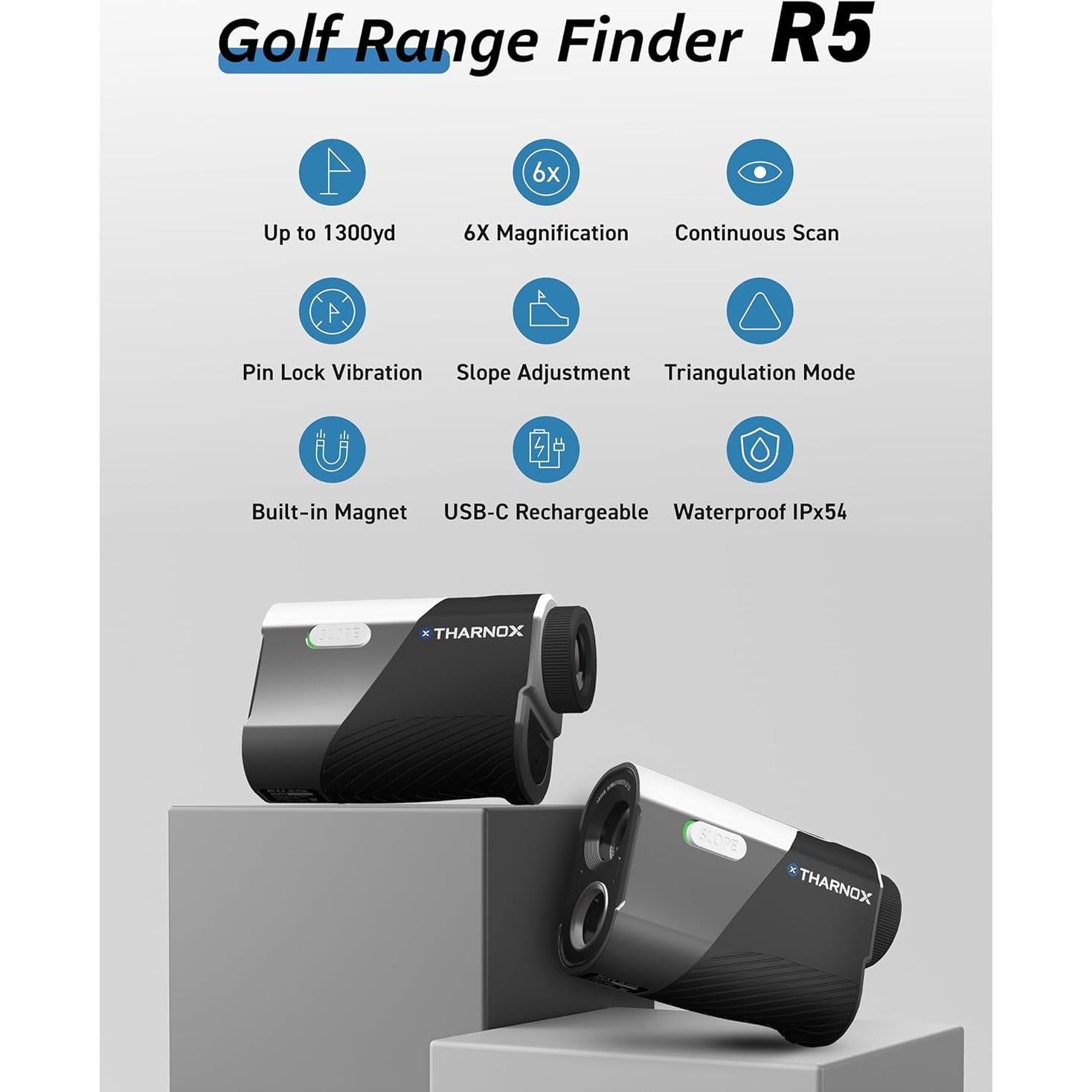 Buscador de Rango de Golf THARNOX 1300m Compacto USB-C