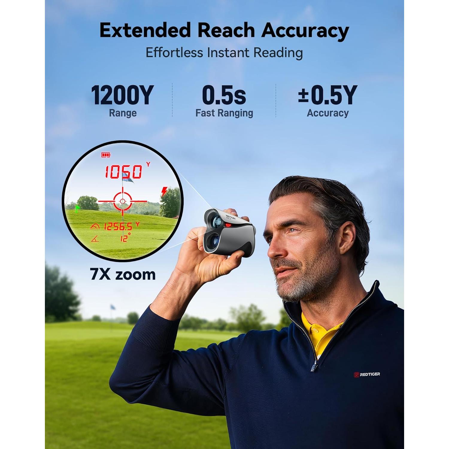 Buscador de Rango Láser REDTIGER GolfVue 4, 1200m, 7x Aumento