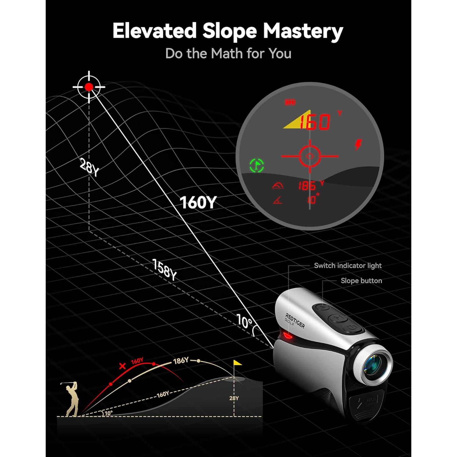 Buscador de Rango Láser REDTIGER GolfVue 4, 1200m, 7x Aumento