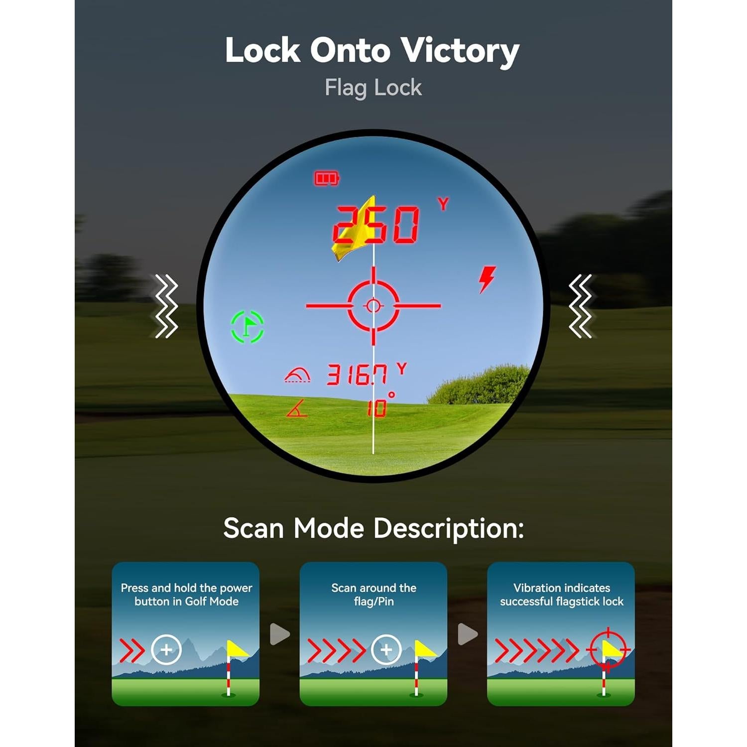 Buscador de Rango Láser REDTIGER GolfVue 4, 1200m, 7x Aumento