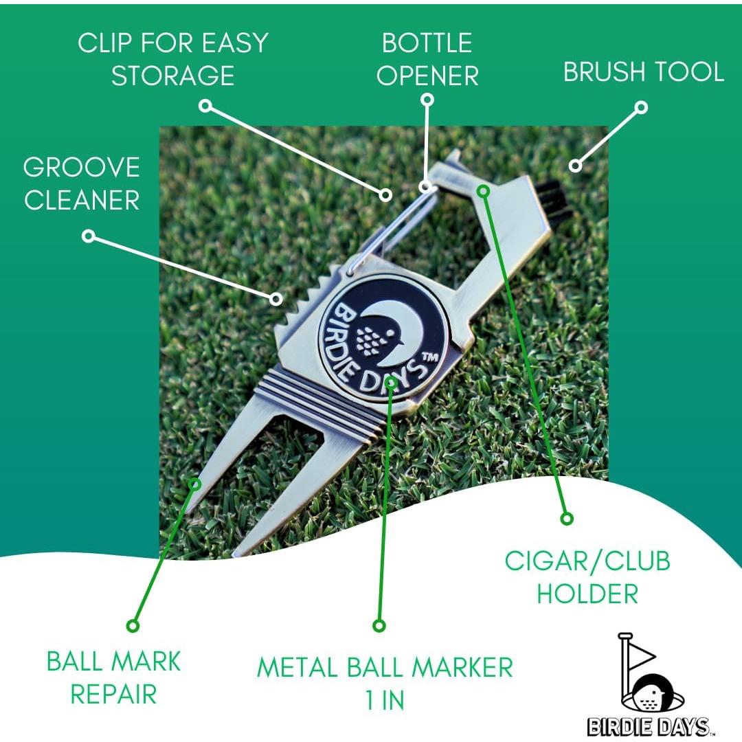 Conjunto de Regalo Herramienta Divot Golf Birdie Days Latón