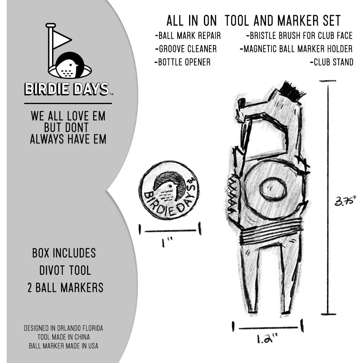 Conjunto de Regalo Herramienta Divot Golf Birdie Days Latón