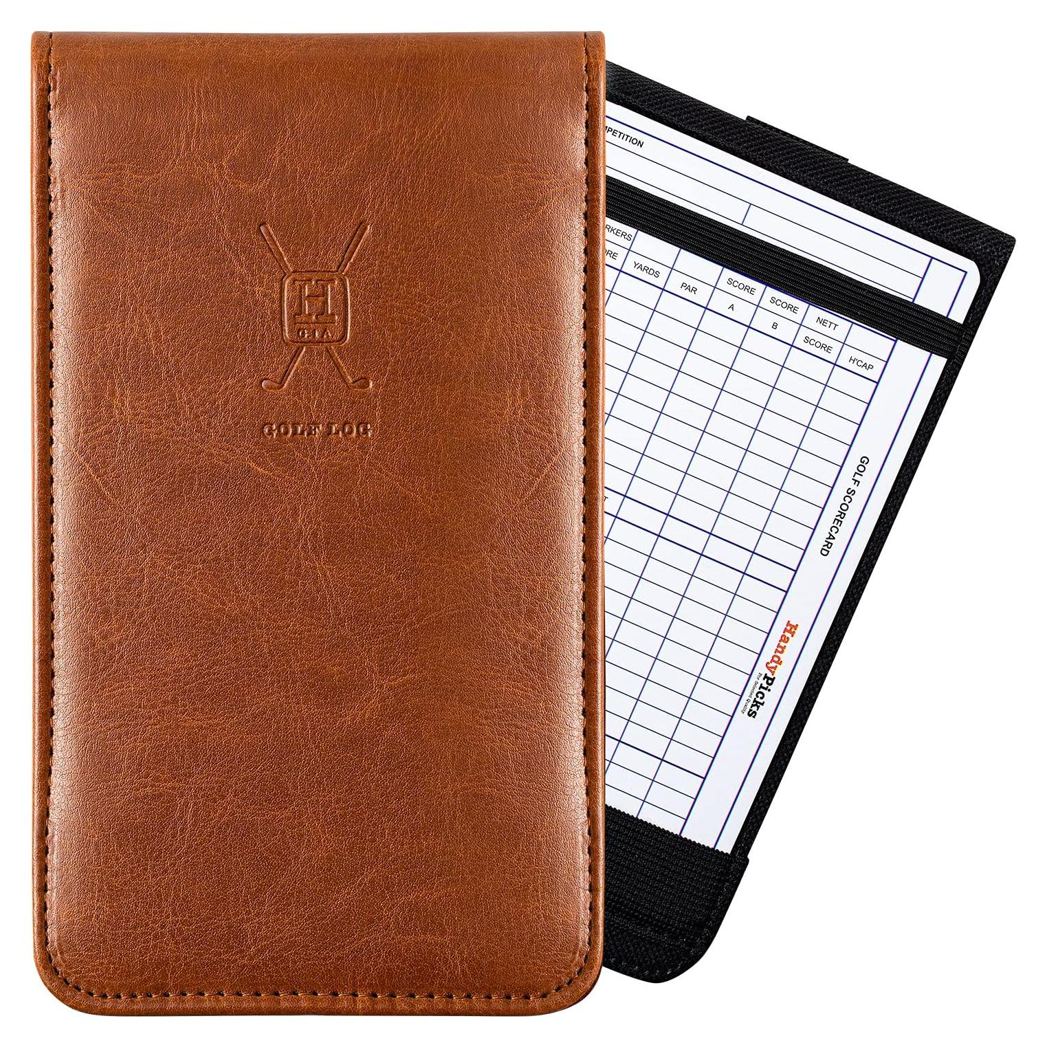 Porta Tarjeta de Golf Handy Picks de Cuero Sintético - Marrón