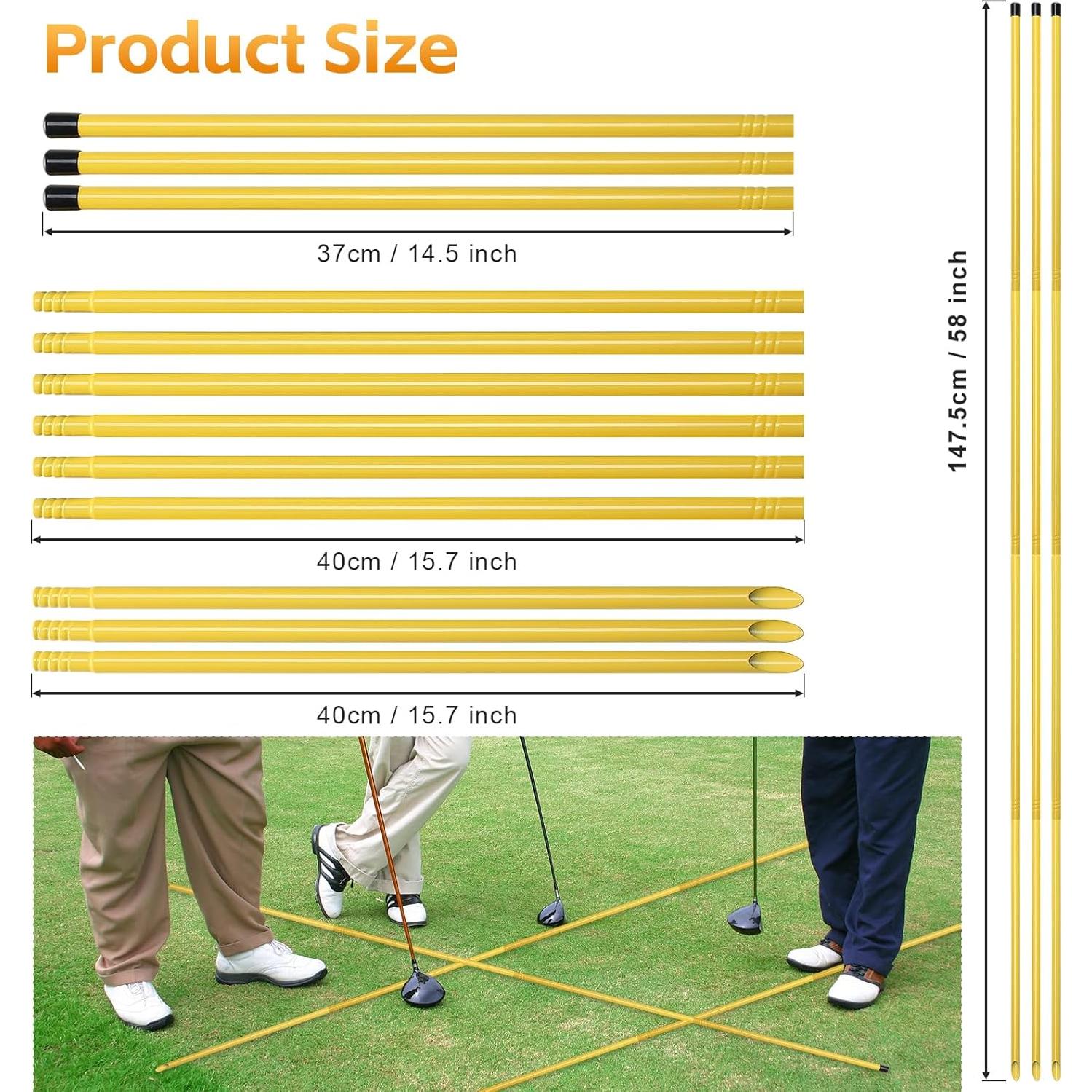 Palos de Alineación de Golf Dittoven 3 Piezas 147 cm Ajustables