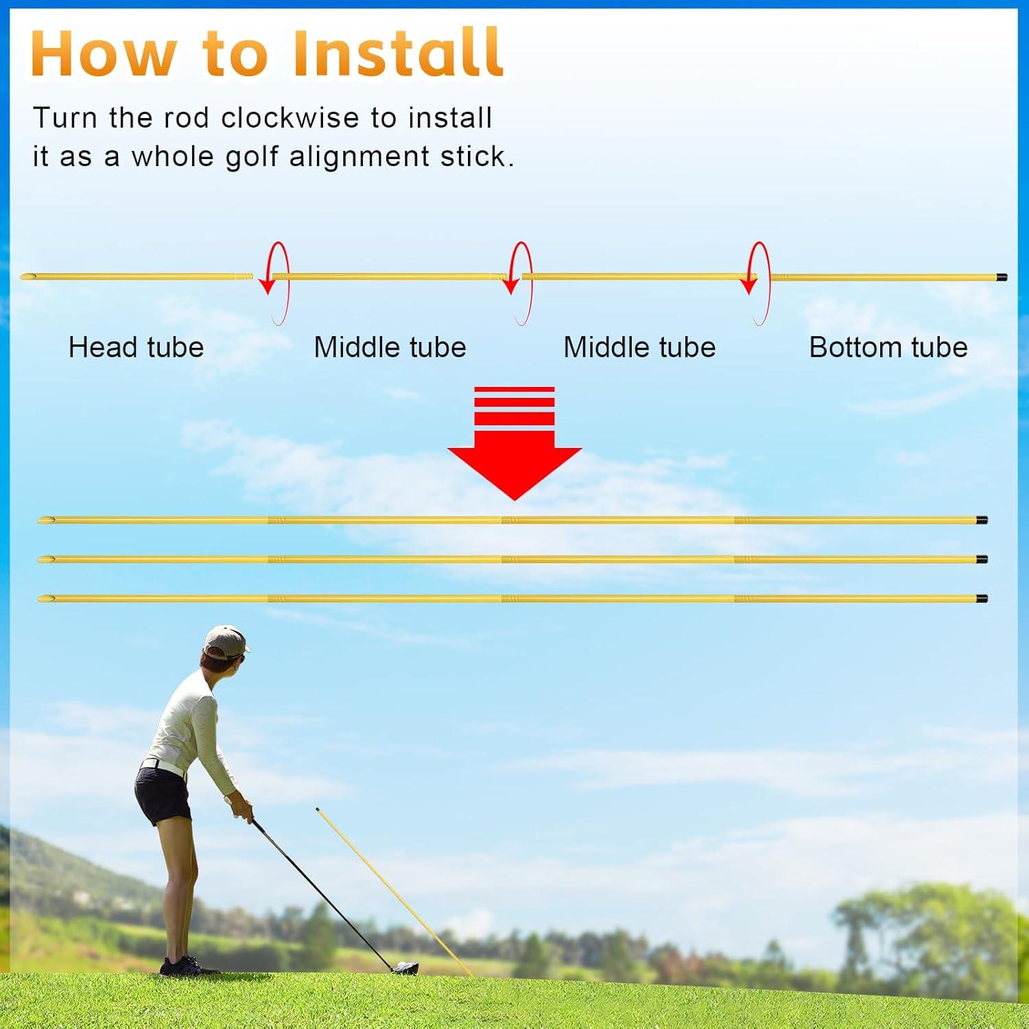 Palos de Alineación de Golf Dittoven 3 Piezas 147 cm Ajustables