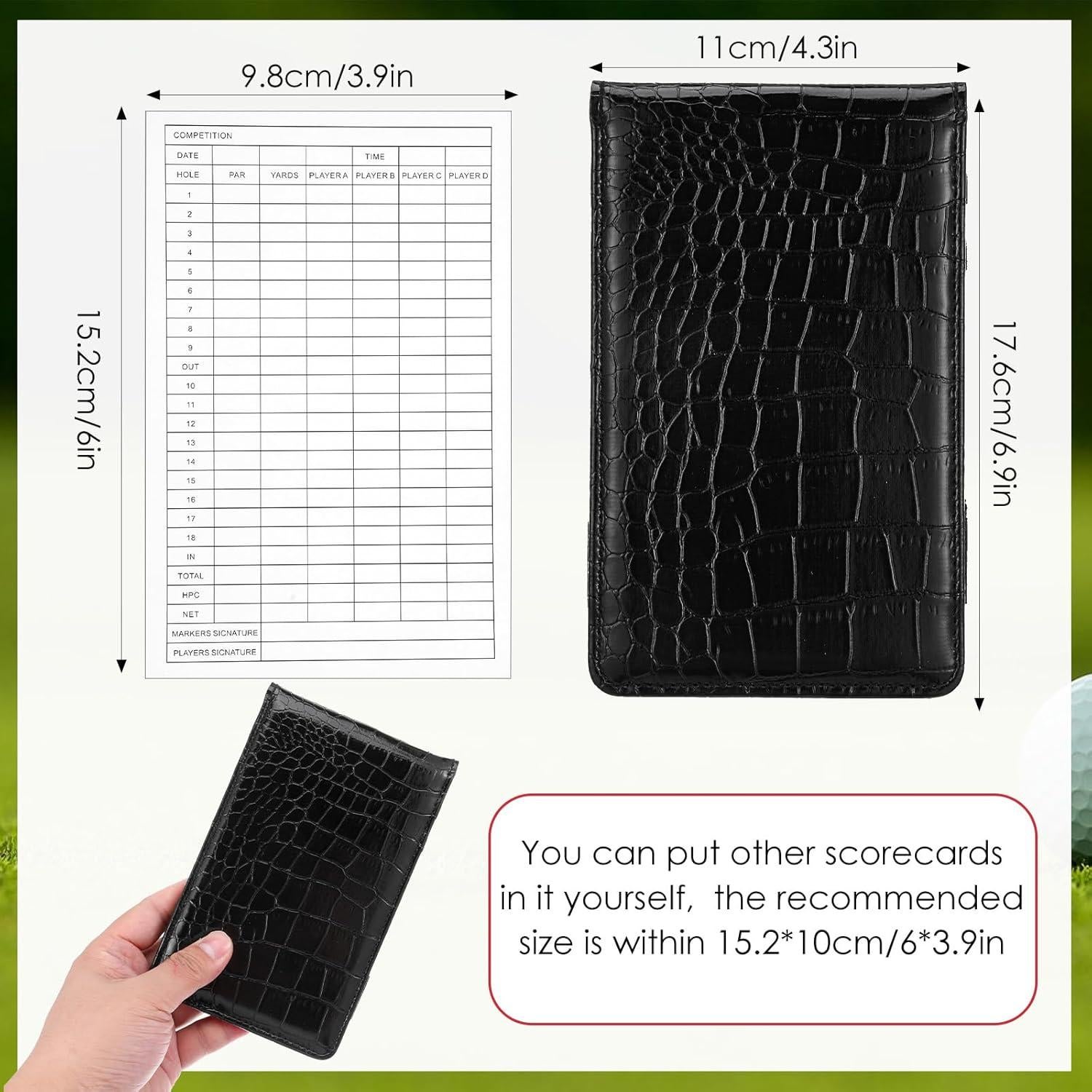 Portatarjetas de Golf Andibro de Cuero PU Negro 17.6x11cm