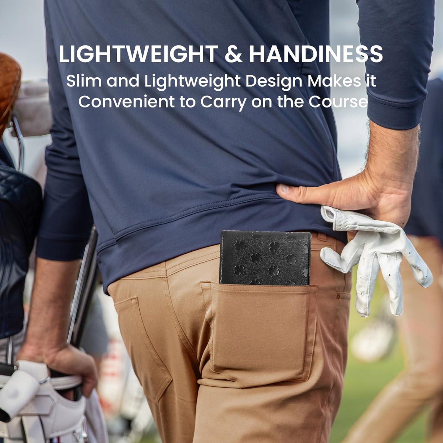 Portatarjetas de Golf FINGER TEN con 2 Lápices, Cuero Negro