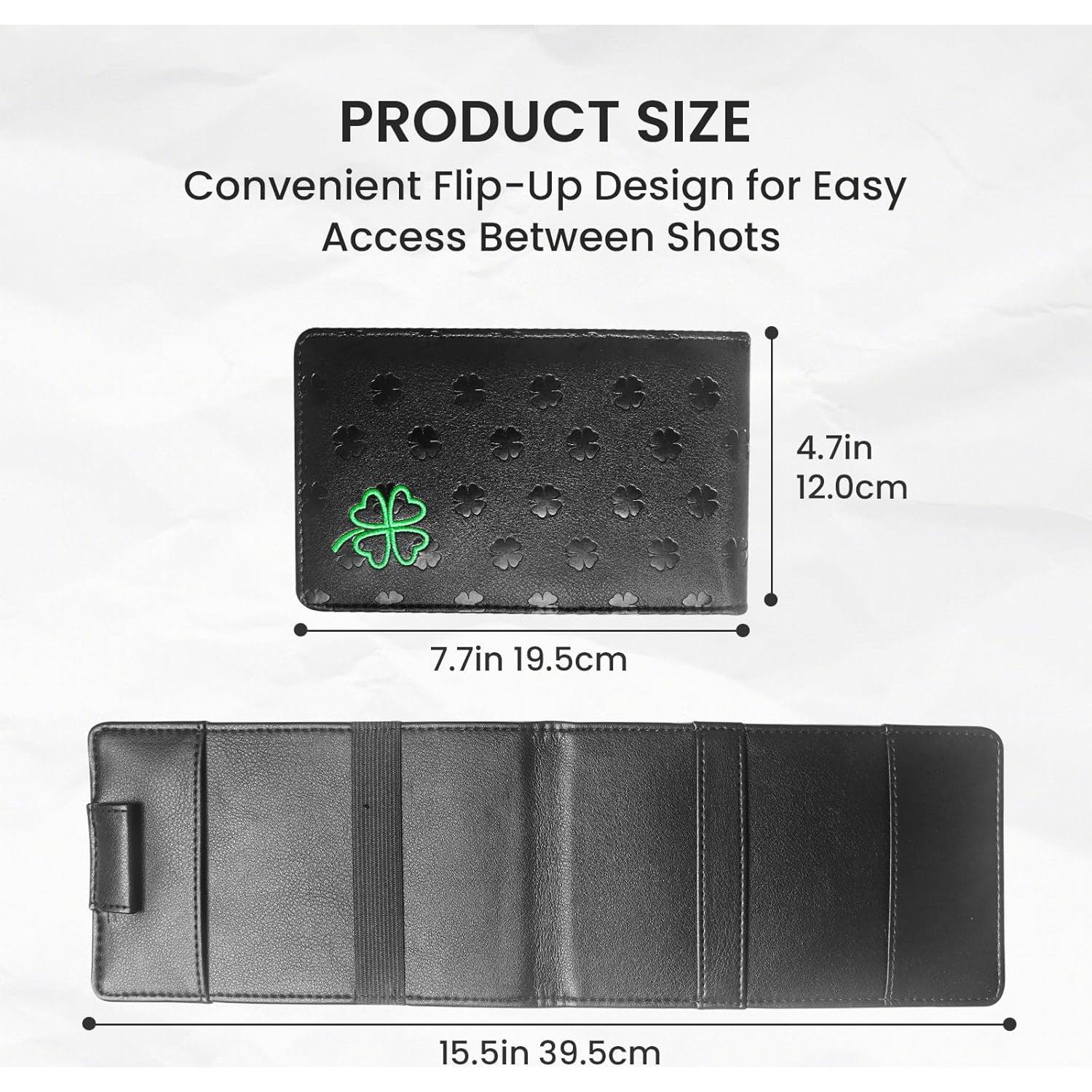 Portatarjetas de Golf FINGER TEN con 2 Lápices, Cuero Negro