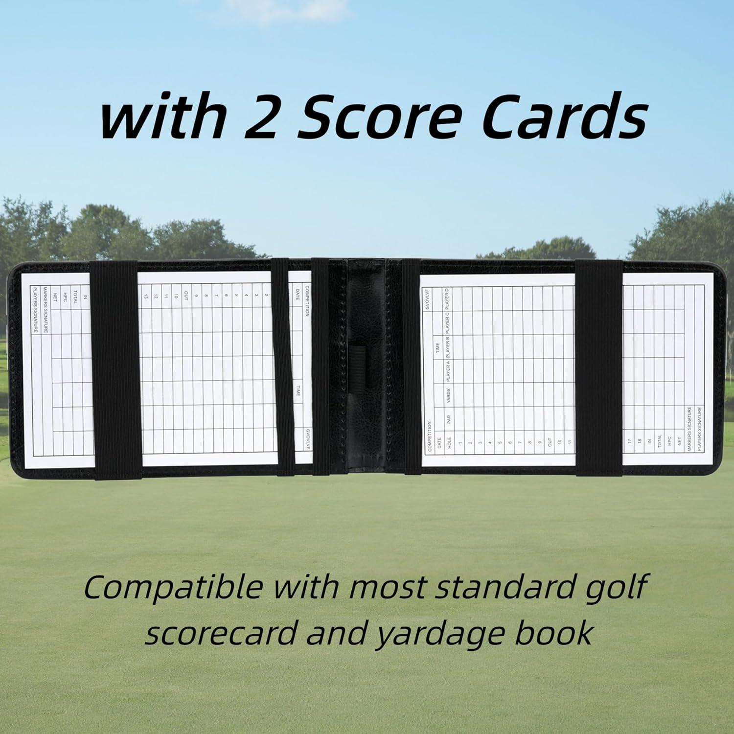 Portatarjetas de Golf QSYZAIL de Cuero PU con 2 Tarjetas