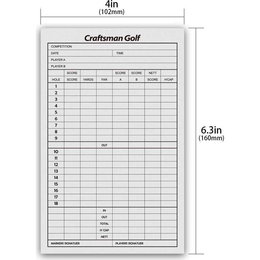 Tarjetas de Puntuación de Golf CRAFTSMAN GOLF 10pcs 10x15cm